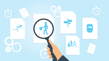 document with search icons file and magnifying vector image