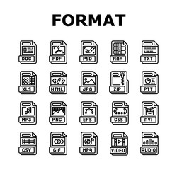 File format document icons set vector