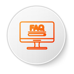 Orange line computer monitor with text faq vector