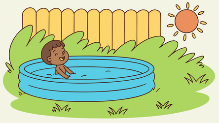 child cooling off in a small backyard pool design vector image