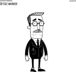 hand drawn cartoon office worker character vector