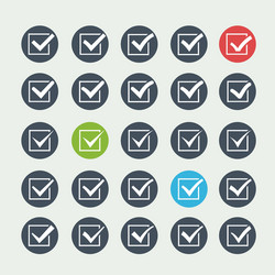 set of twenty-five different white ticks or check vector image