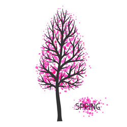 background with spring tree vector image