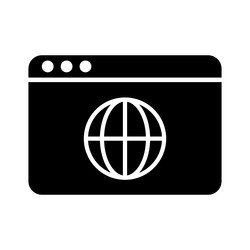 browser window silhouette icon or internet and web vector image