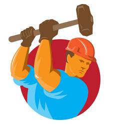 construction worker with sledgehammer vector