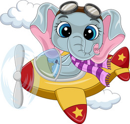 Cute Baby Elephant Pilot vector