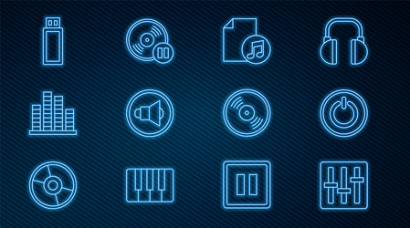 set line sound mixer controller power button vector image