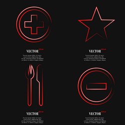 Set of fashionable red icons trending symbols flat vector