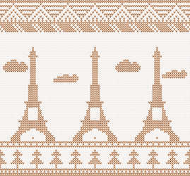 Eiffel Tower Knitted Pattern - Scandinavian Style vector image