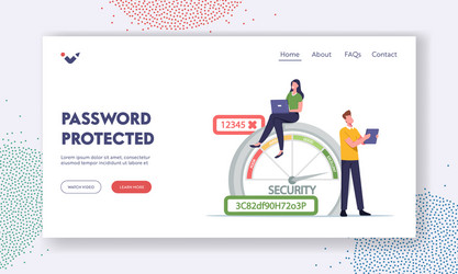 Data protection landing page template woman vector