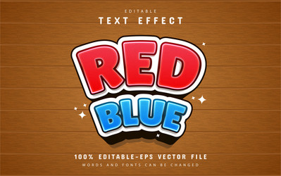 Red blue text effect cartoon style vector