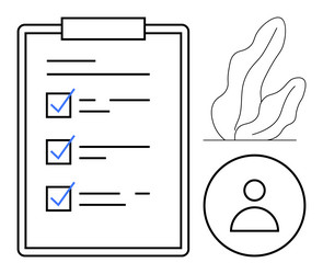 checklist on clipboard with user icon and abstract vector image