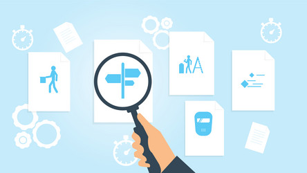 document with search icons file and magnifying vector image
