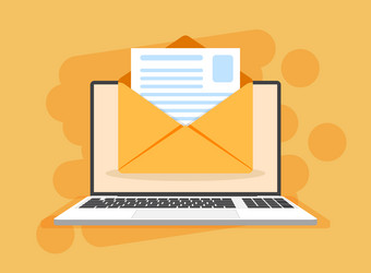 laptop with envelope icon in flat style computer vector image