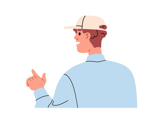 man talking and pointing showing with finger vector image