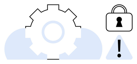 cybersecurity and cloud computing with gear lock vector image