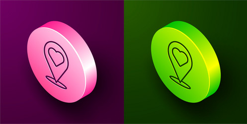 isometric line map pointer with heart icon vector image