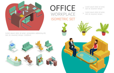 Isometric teenagers work set Royalty Free Vector Image