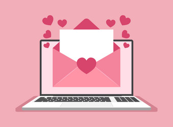 laptop with envelope icon in flat style computer vector image