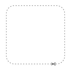 scissors on dashed line square shape dash vector image