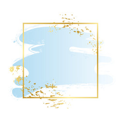 Blue background square stroke frame gold vector