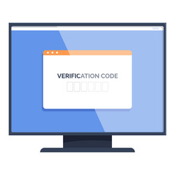 computer screen displaying verification code entry vector image