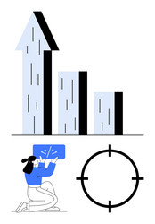 growth chart with rising bar graph programmer vector image