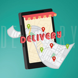 Isolated smartphone with a 3d map application vector