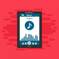 media player application app template with flat vector