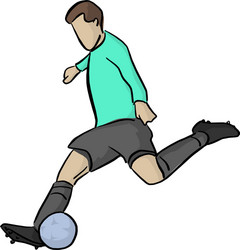 soccer player shooting a blue ball vector