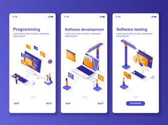 software development isometric gui design kit vector image