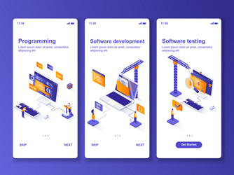 software development isometric gui design kit vector