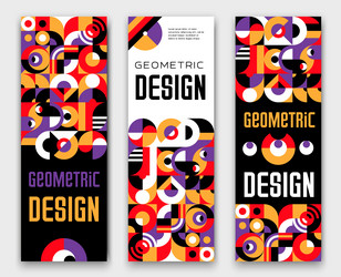 vertical geometric banners with bauhaus pattern vector image