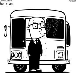 drawing of a bus with driver - cartoon vector