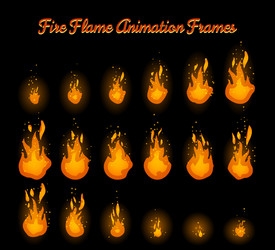 Fire flame pixel art animation sprite frames 8bit Vector Image