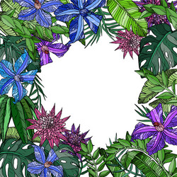 seamless pattern with blue and purple flowers Vector Image