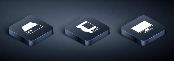 set isometric server data web hosting computer vector image