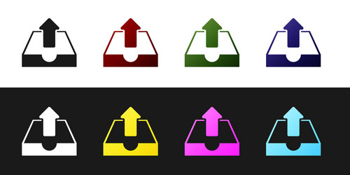 set upload inbox icon isolated on black and white vector image