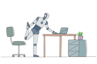 single continuous line drawing robot standing vector image