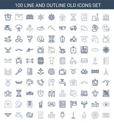 100 old icons vector