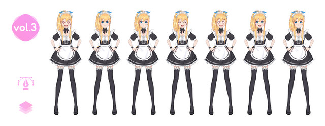 Anime manga girl costume maid cafe vector