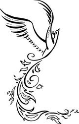 Elegant Phoenix Tattoo vector image