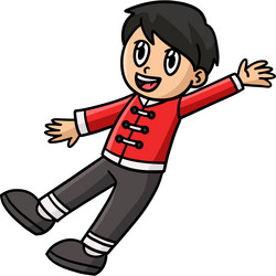 happy chinese boy cartoon colored clipart vector