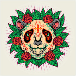 panda calavera dia de los muertos floral Vector Image