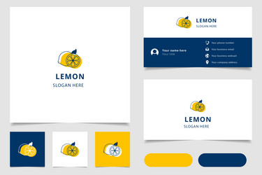 Lemon logo design with editable slogan branding vector