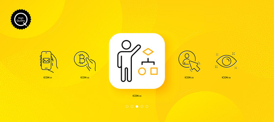 user bitcoin pay and algorithm minimal line icons vector image
