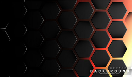 abstract black hexagon pattern on neon gradient vector image