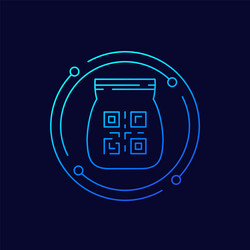 bag package with qr code icon linear design vector image