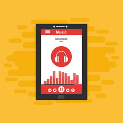 media player application app template with flat vector image