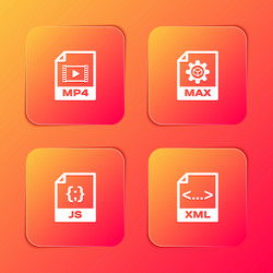 set mp4 file document max js and xml icon vector